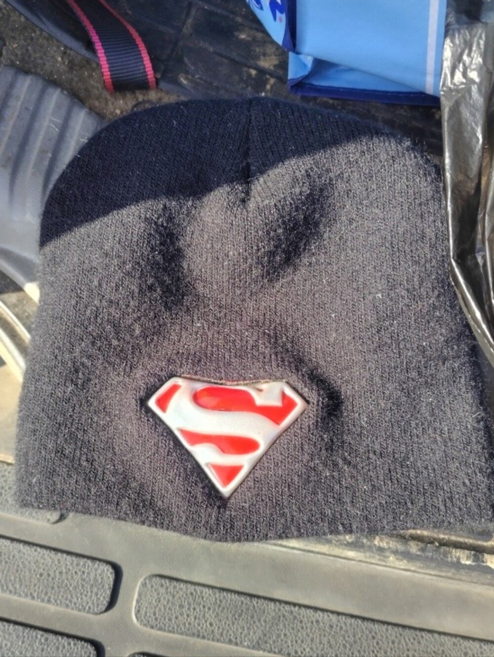 Black Beanie with Red Superman Logo
